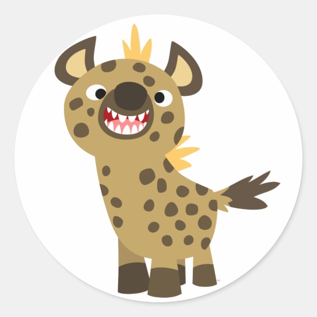 Cute Smiling Cartoon Hyena Sticker (Front)
