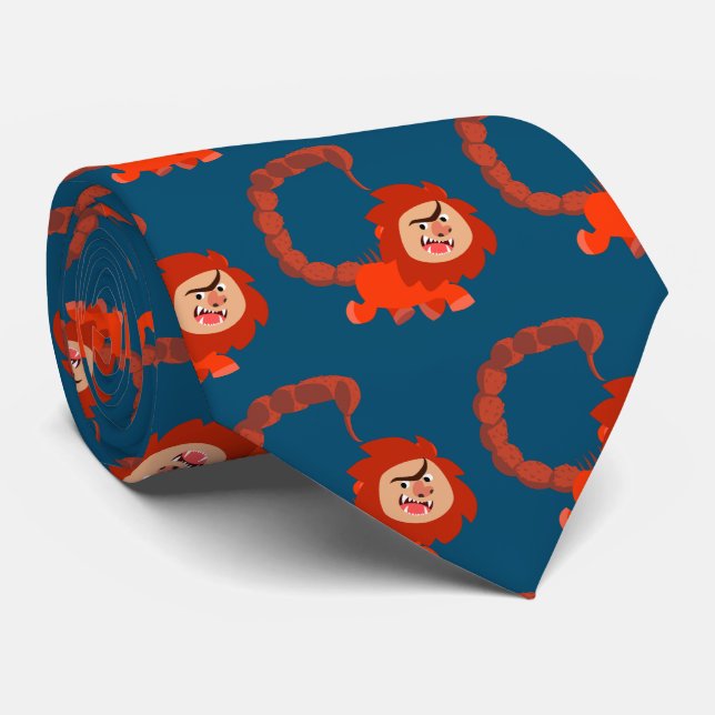 Cute Smiling Cartoon Manticore Tie (Rolled)