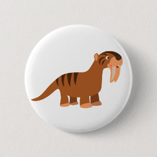 Cute Smiling Cartoon Thylacosmilus Button Badge