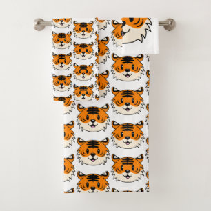 Cute Smiling Cartoon Tiger Bath Towel Set
