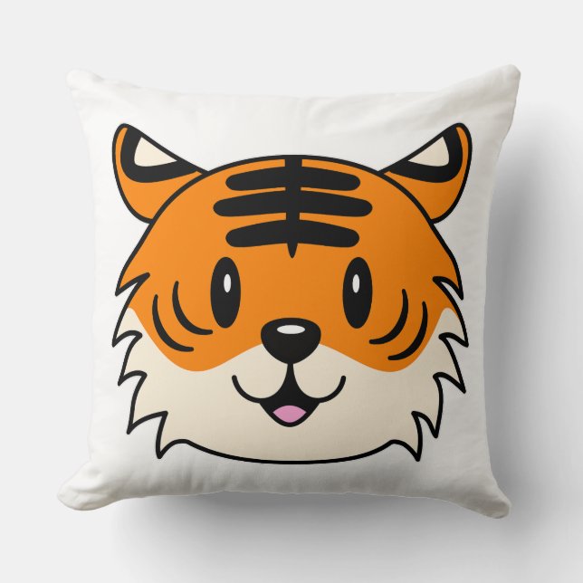 Cute Smiling Cartoon Tiger Cushion (Front)