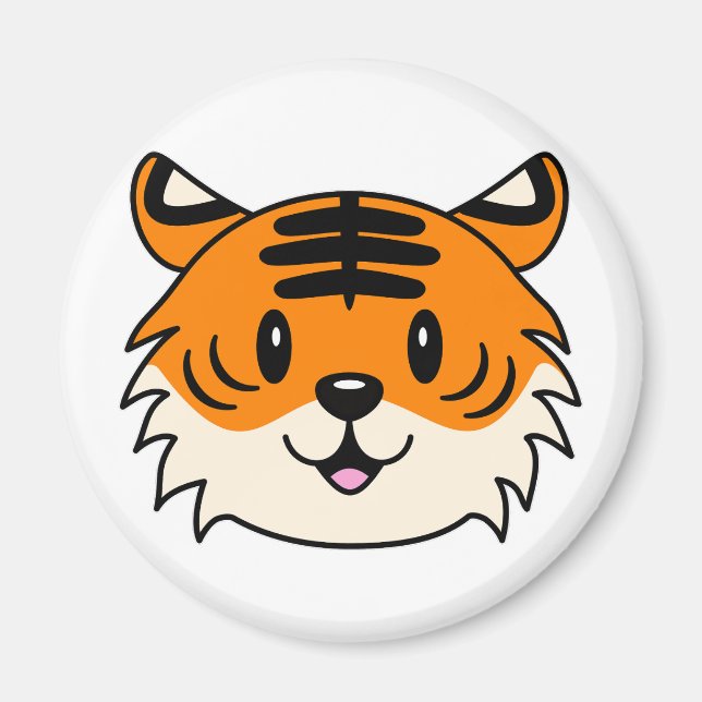Cute Smiling Cartoon Tiger Magnet (Front)