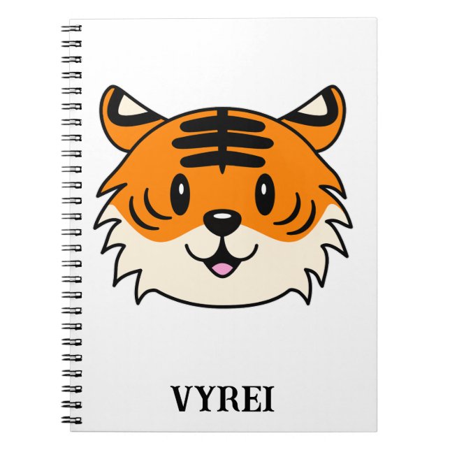 Cute Smiling Cartoon Tiger Notebook (Front)