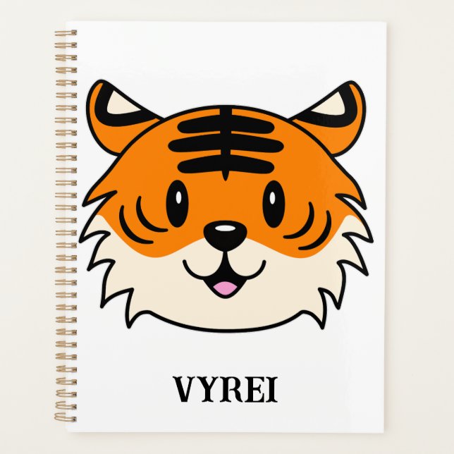 Cute Smiling Cartoon Tiger Planner (Front)