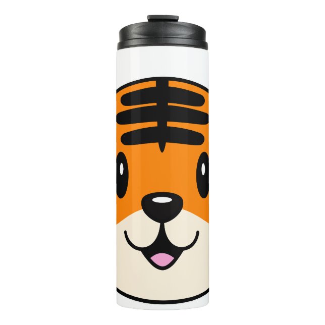 Cute Smiling Cartoon Tiger Thermal Tumbler (Front)