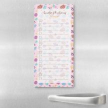Cute Smiling Cat Floral Pattern Pink To Do List 