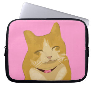 Cute smiling cat laptop sleeve