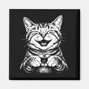 Cute Smiling Cat Making Heart Hands Funny Cat Magnet