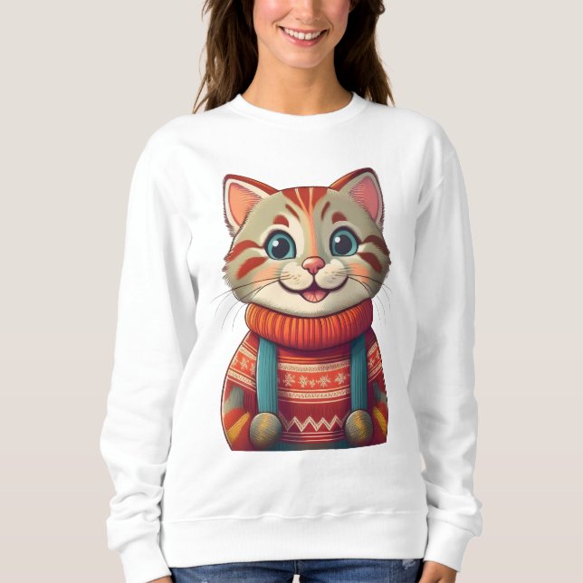 Cute smiling cat sweatshirt (Front)
