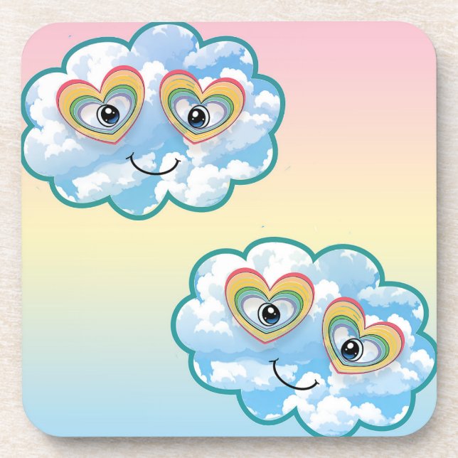 Cute Smiling Cloud Hard plastic coaster (Front)