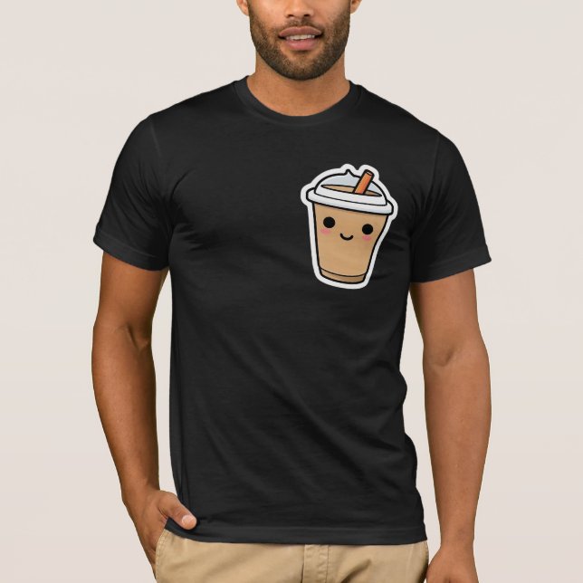 Cute Smiling Coffee Cup Kawaii Sticker T-Shirt (Front)