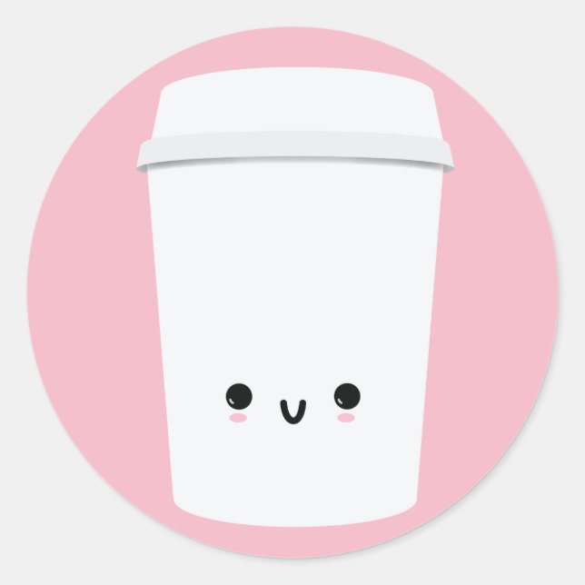 Cute Smiling Coffee Sticker (Front)