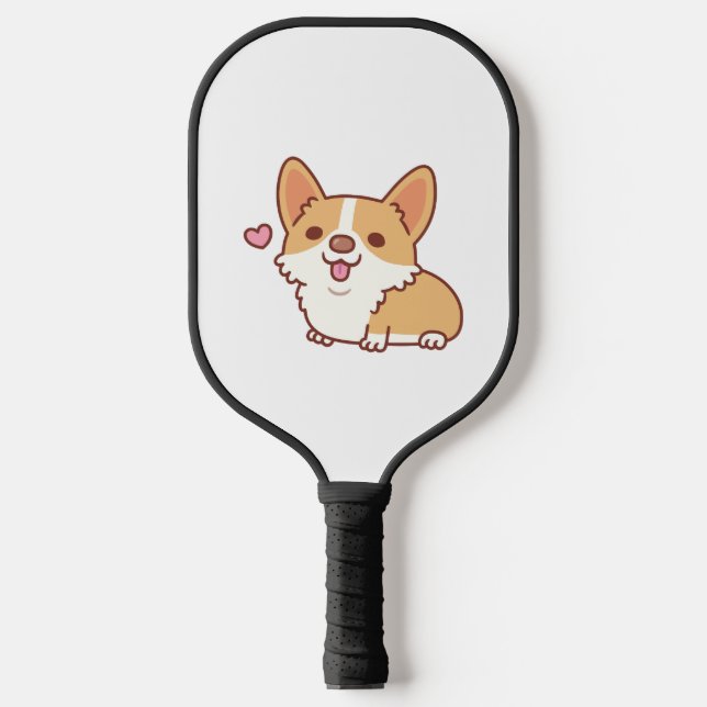 Cute Smiling Corgi Dog Pickleball Paddle (Front)