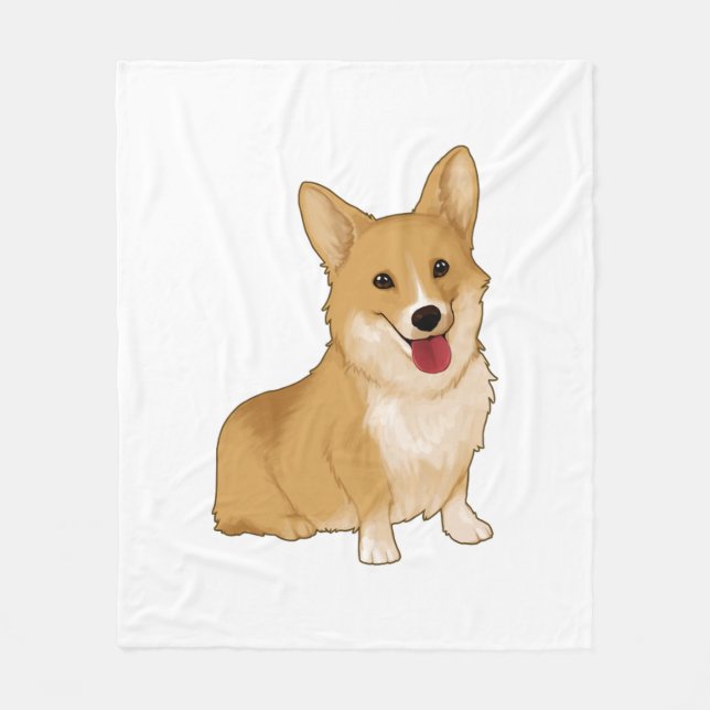 Cute smiling corgi  fleece blanket (Front)