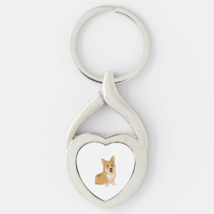 Cute smiling corgi  key ring