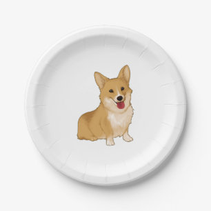 Cute smiling corgi  paper plate