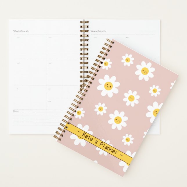 Cute smiling daisy flower pattern Summer Planner (Display)