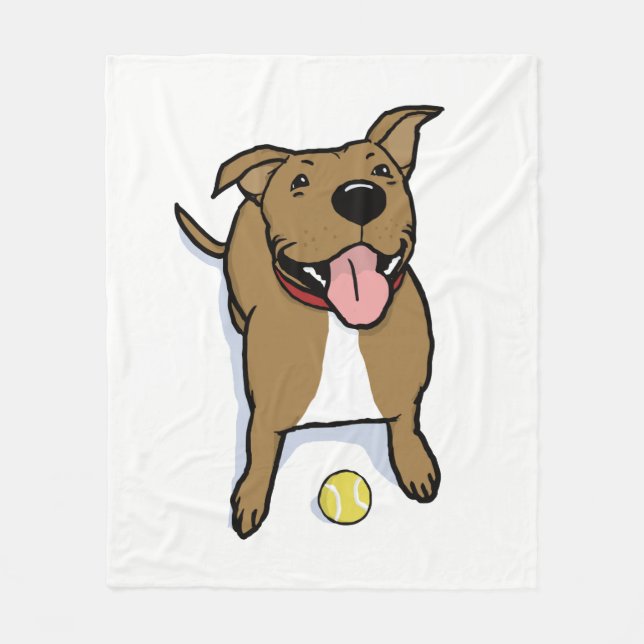 Cute Smiling Dog with Tennis Ball Fleece Blanket (Front)