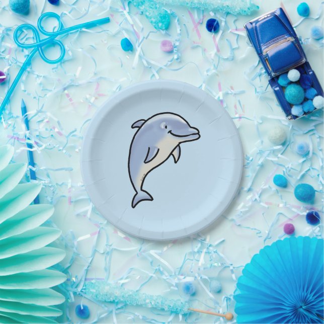 Cute Smiling Dolphin Paper Plate (Party)
