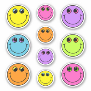 Cute Smiling Emoji Faces Colourful