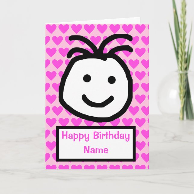 Cute Smiling Face Birthday Card (Front)