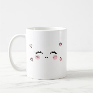 Cute Smiling Face Mug Soft Heart Aesthetic