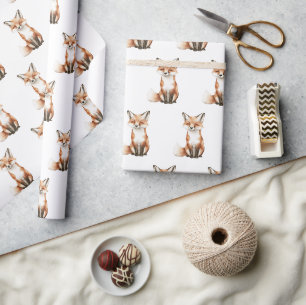 Cute Smiling Foxes Birthday Wrapping Paper