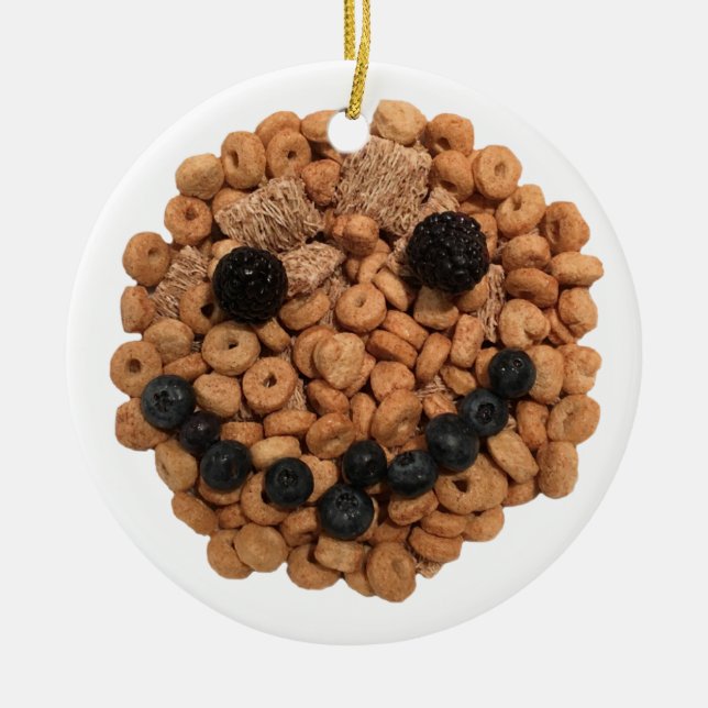 Cute Smiling Fruit and Cereal Face Ceramic Tree Decoration (Front)