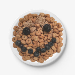 Cute Smiling Fruit and Cereal Face Paper Plate
