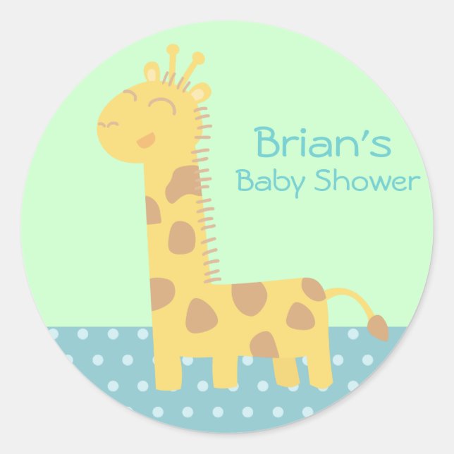 Cute smiling giraffe with polka dots floor classic round sticker (Front)