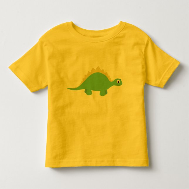 Cute Smiling Green Dinosaur Toddler Tee Shirt (Front)