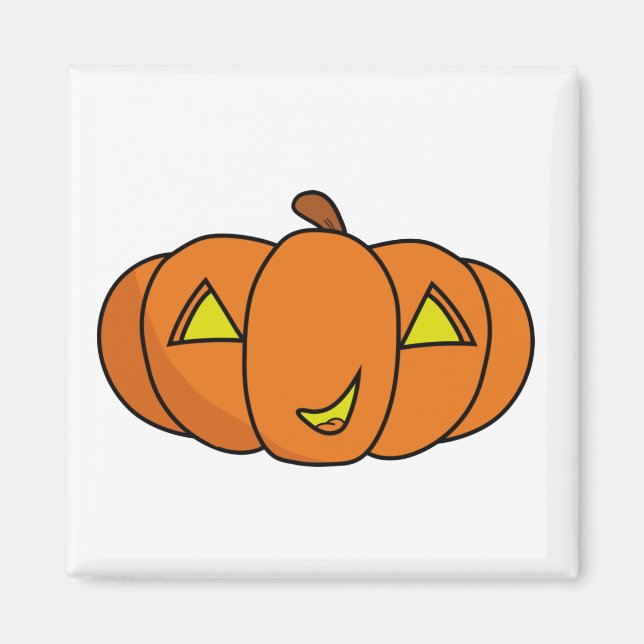 Cute Smiling Halloween Pumpkin Magnet (Front)