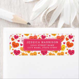Cute Smiling Hearts Return Address Labels