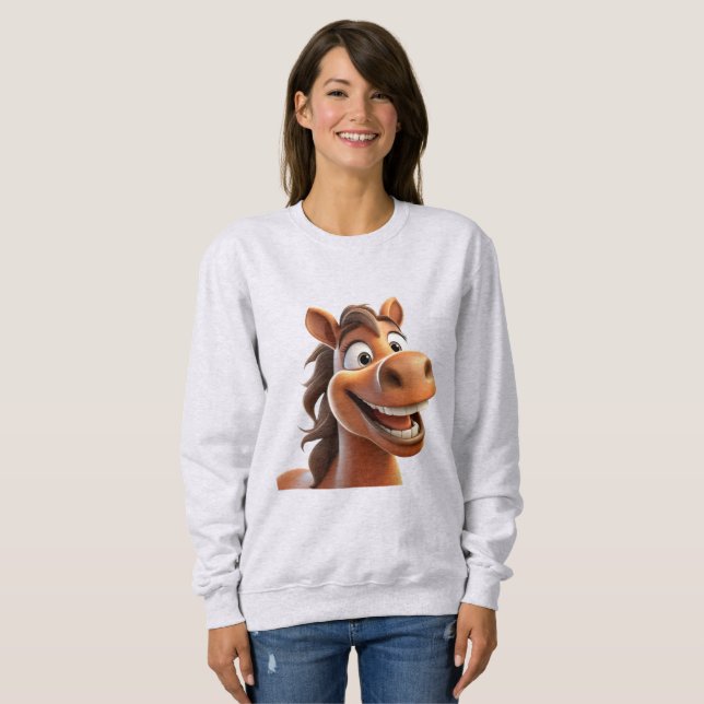 Cute smiling horse sweatshirt (Front Full)