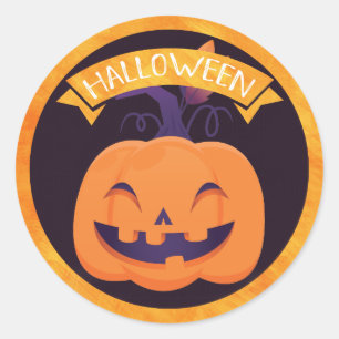 Cute Smiling Jack O'Lantern Halloween Classic Round Sticker