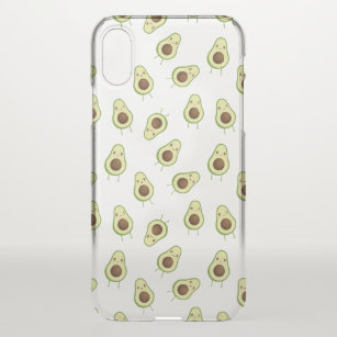 Cute Smiling Kawaii Avocado Pattern Clear iPhone XS Case