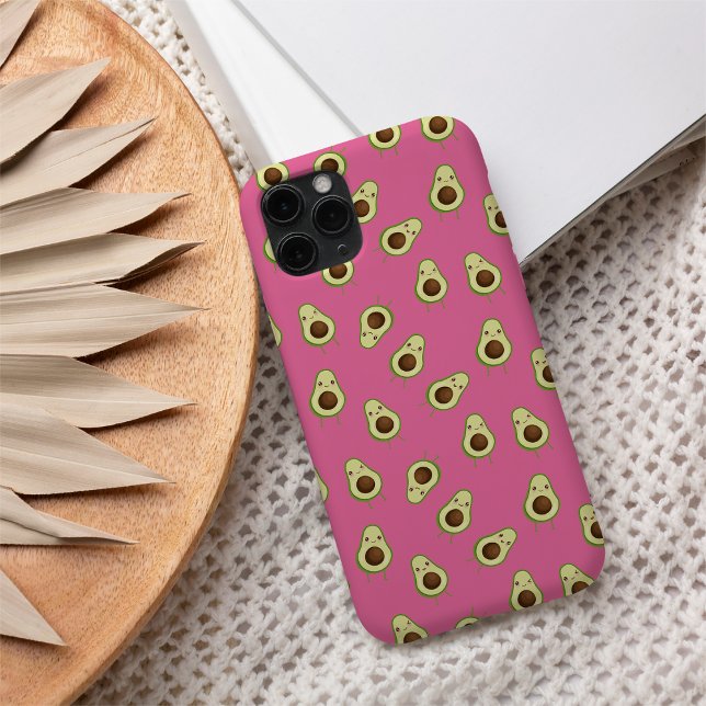 Cute Smiling Kawaii Avocado Pattern iPhone 16 Case (Creator Uploaded)