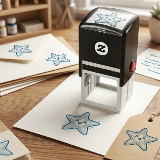 Cute Smiling Kawaii Baby Starfish with Bubbles Self-inking Stamp