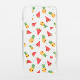 Cute Smiling Kawaii Pineapple & Watermelon Pattern iPhone XS Case