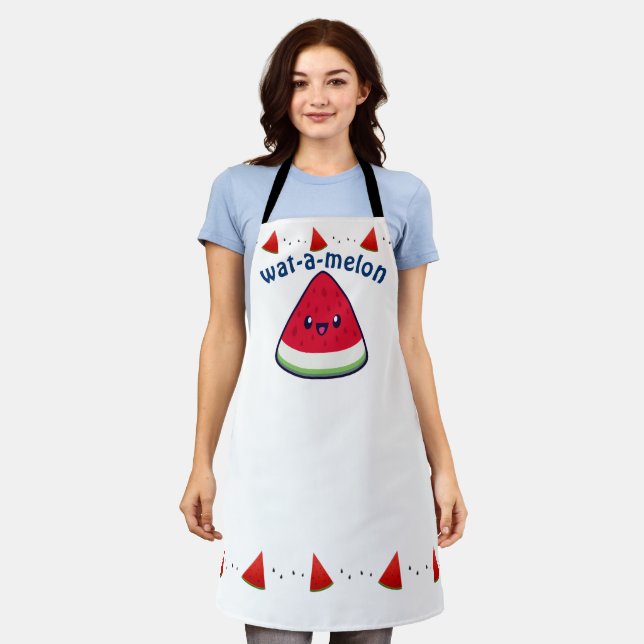 Cute Smiling Kawaii Watermelon  Apron (Worn)