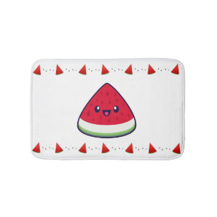 Cute Smiling Kawaii Watermelon   Bath Mat