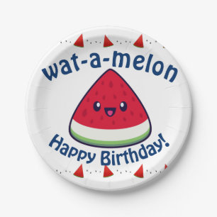Cute Smiling Kawaii Watermelon Paper Plate