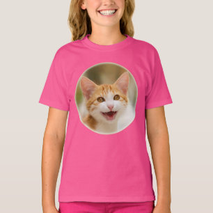 Cute Smiling Kitten Face Funny Cat Meow Photo T-Shirt