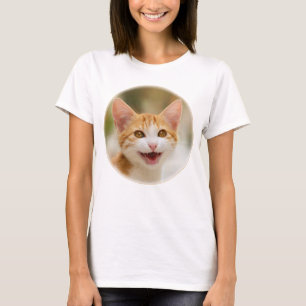 Cute Smiling Kitten Funny Cat Meow, Cotton T T-Shirt