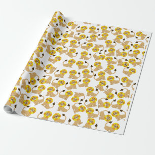 Cute smiling lions pattern wrapping paper