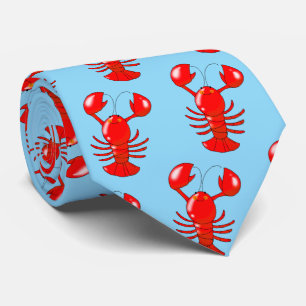 Cute Smiling Lobster Cartoon Design Tie