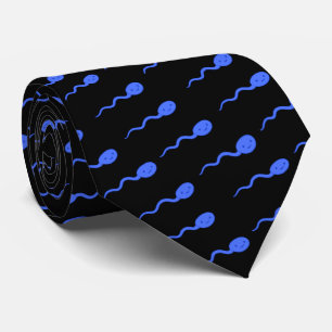 Cute Smiling Neon Blue Sperm Pattern Tie