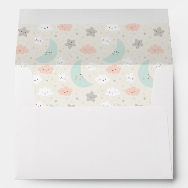 Cute Smiling Pastel Sky Pattern Envelope (Back (Bottom))