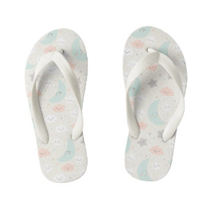 Cute Smiling Pastel Sky Pattern Kid's Jandals