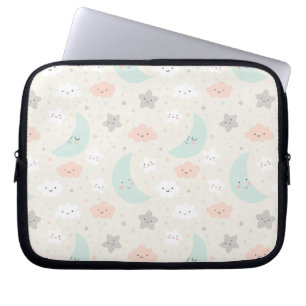 Cute Smiling Pastel Sky Pattern Laptop Sleeve